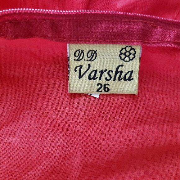 Varsha India Mart Girls Dress Size 26cm 5 / 6 Red Embroidered Lined - Picture 10 of 12